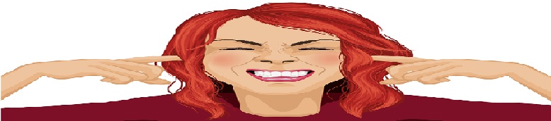 imagen deformada de una chica molesta por el ruido