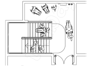 Imagen de una zona de refugio habilitada junto a una escalera de evacuación.